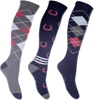 HKM Kniestrümpfe Cardiff 3-er Pack 30--34